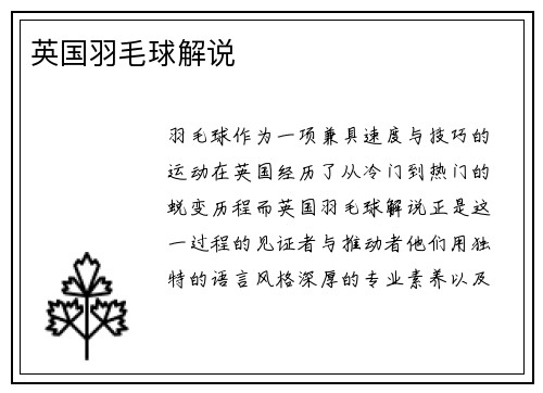 英国羽毛球解说